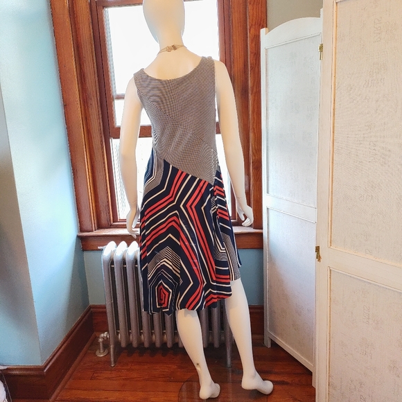 Anthropologie Maeve Cameron  asymmetrical red white & blue Dress S - Picture 6 of 9